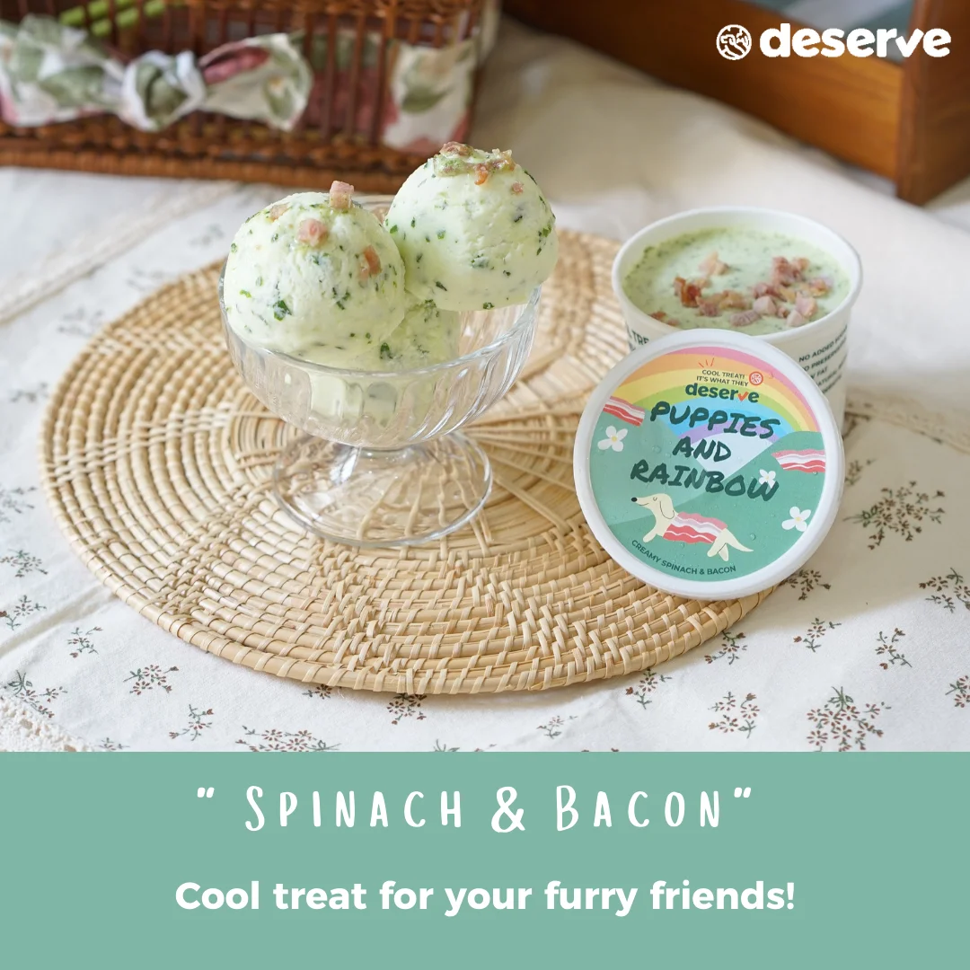 Deserve Gourmet Ice Cream Puppies & Rainbows – ไอศกรีมสุนัขและแมว รสผักโขมและเบคอน - Image 2