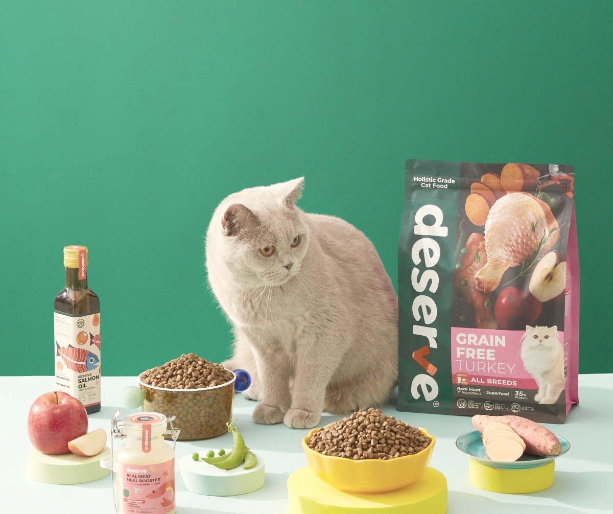 วิธีทำให้แมวตัวแน่น น้ำหนักดี - น้องแมวกับอาหารเม็ด Deserve Grain Free Turkey