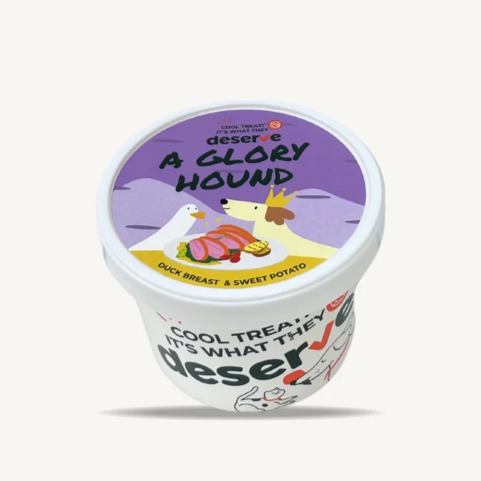 ไอศกรีมสุนัข A Glory Hound อกเป็ดและมันม่วง