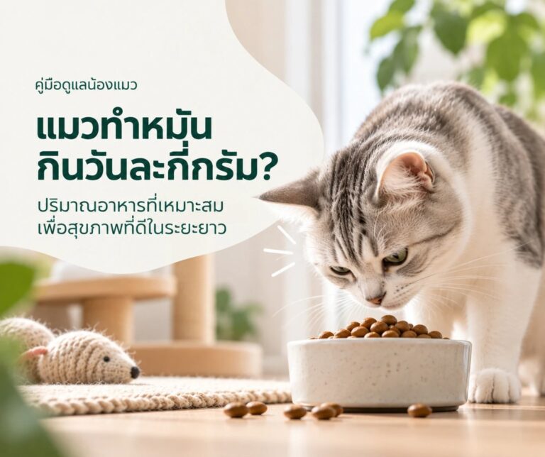แมวทำหมัน กินอาหารวันละกี่กรัม - น้องแมวกำลังกินอาหารเม็ดจากชาม