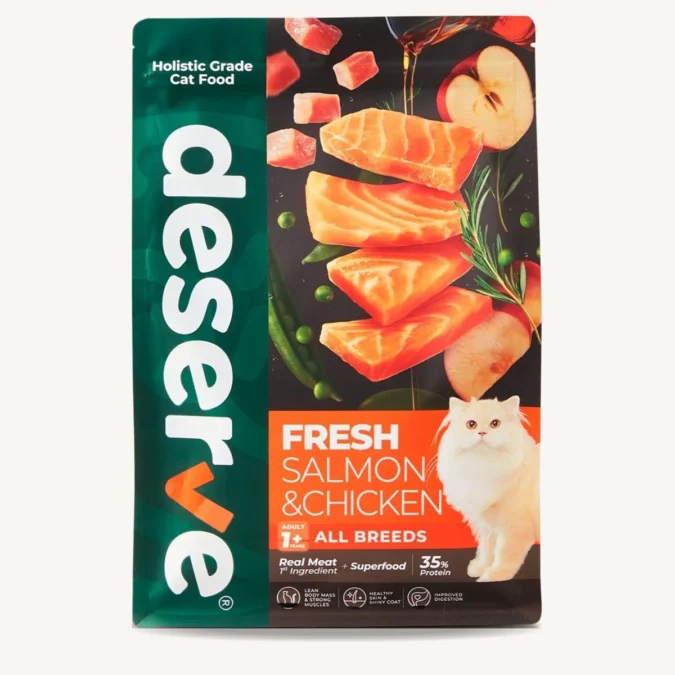 Deserve Holistic Cat Food สูตร Fresh Salmon & Chicken – อาหารเม็ดแมว บำรุงขนและผิว