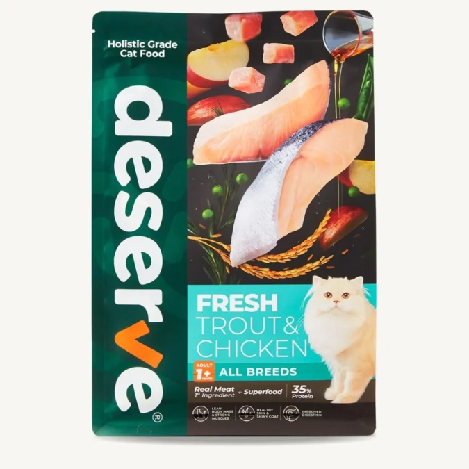 Deserve Holistic Cat Food สูตร Fresh Trout & Chicken – อาหารเม็ดแมว ปลาเทราต์และไก่