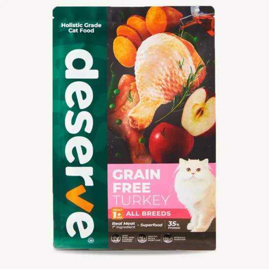 Deserve Holistic Cat Food สูตร Grain Free Turkey – อาหารเม็ดแมว ไก่งวง ไม่มีธัญพืช โปรตีน 35%
