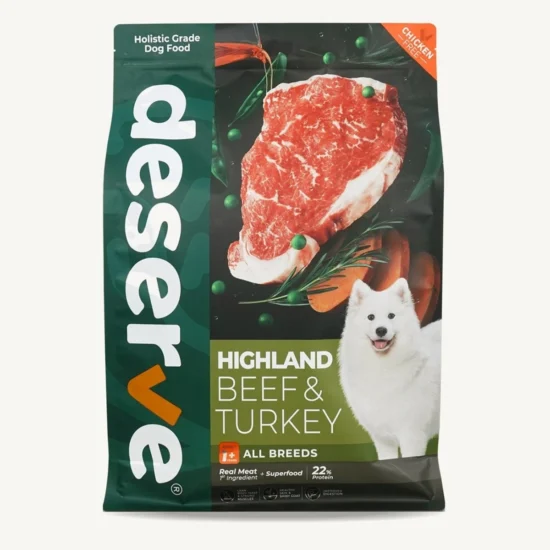 Deserve Holistic Dog Food สูตร Highland Beef & Turkey – อาหารเม็ดสุนัข เนื้อวัวและไก่งวง