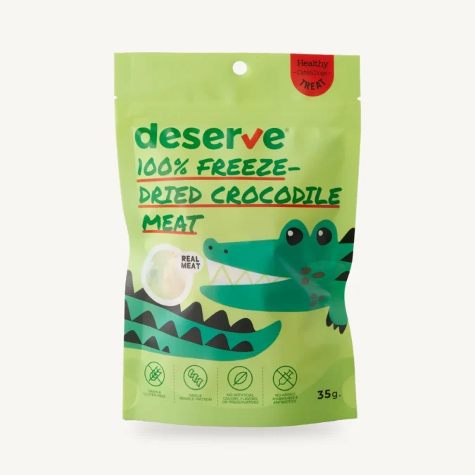 ถุงขนมเนื้อจระเข้ฟรีซดรายแท้ 100% Deserve ขนาด 35 g ด้านหน้า